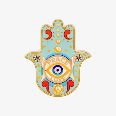 Wolf & Badger Blue Peace & Love - Hamsa Wall Blessing | Karma and Luck