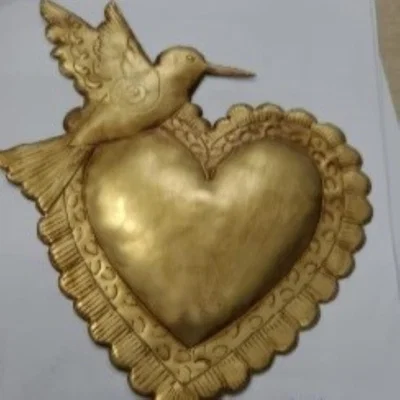 Wolf & Badger Gold Peace For Heart Wall Decor 18X1.5X21Cm | Lila Rasa