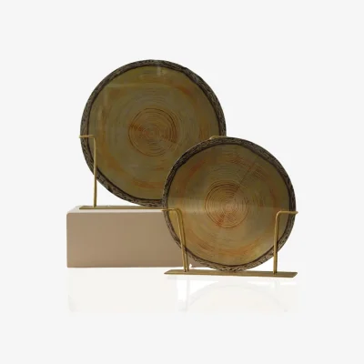Wolf & Badger Yellow Amber Rainbow Spiral Glass Decorative Plates Set | Marleth