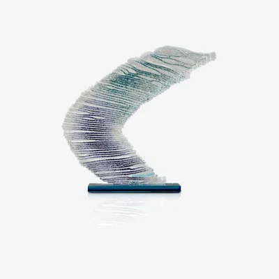 Wolf & Badger Glass Crescent Moon Decor – Modern Artistic Accent With Blue Tones | Anatoliacraft