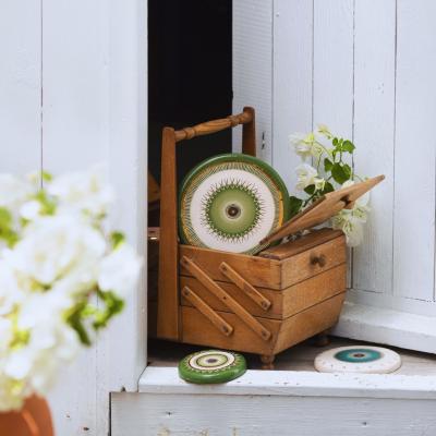 Wolf & Badger Gold / Green Handmade Gold Decorated Ceramic Evil Eye | Green | Wall Hanging | Large | Atelier Simi