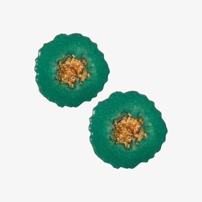 Wolf & Badger Round Statement Coasters - Green By Shax