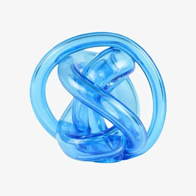 Wolf & Badger Hand Blown Glass Serpentine Knot Abstract Sculpture - Ocean Blue Home Decoration Glass Art | One Size | Modeditions