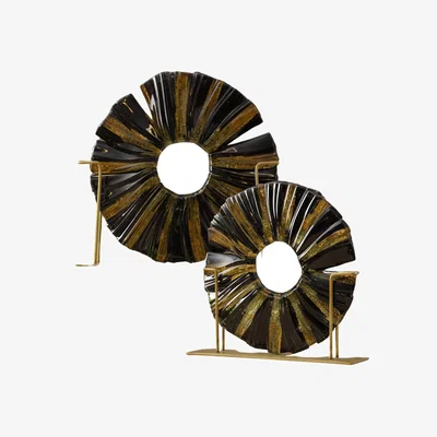 Wolf & Badger Black Glass Decorative Disc Set & Elegant Contemporary Décor Pieces - Medium And Large Set | Anatoliacraft