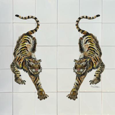 Wolf & Badger White / Brown Backsplash Tiles Tiger Catchii