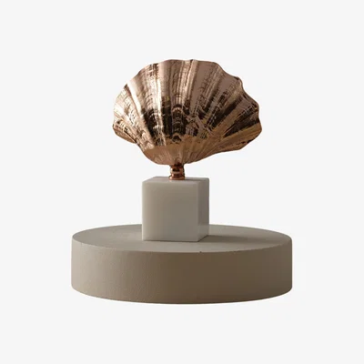 Wolf & Badger Rose Gold Oyster Sculpture On White Marble Base | Anatoliacraft