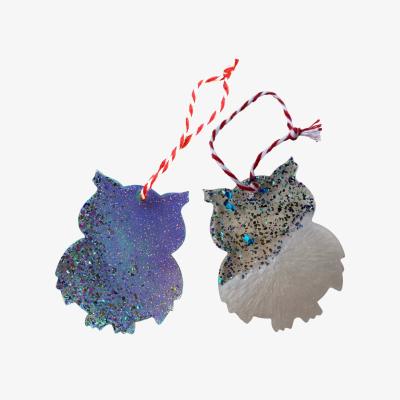 Wolf & Badger Frosty Owl Christmas Ornaments - Pair | By Shax