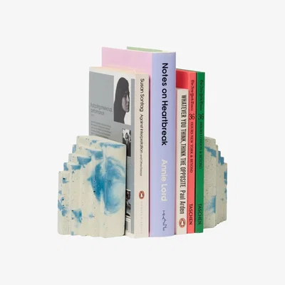 Wolf & Badger Concrete Book Ends - Blue & White One Size Smith & Goat