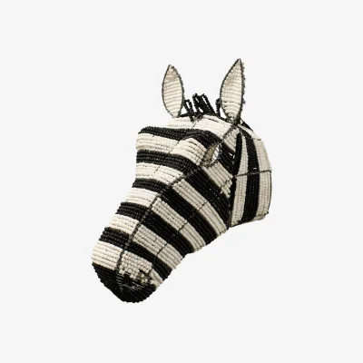 Wolf & Badger Black / White Beaded Zebra Wall Sculpture - Seventeen Seven | One Size | Botanical Boys
