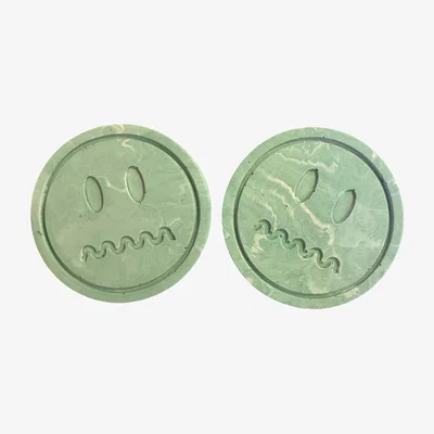 Wolf & Badger Confused Coaster Pair - Soft Green | By Shax