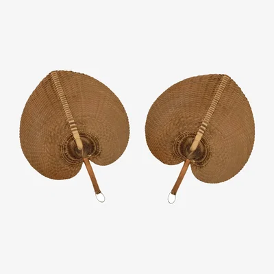 Wolf & Badger Brown Kai Straw Handwoven Fan In Tan Set Of Two One Size Pink Haley