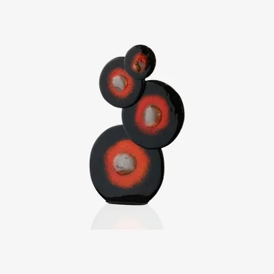 Wolf & Badger Black / Red Midnight Ember Glass Bubble Sculptural Decor | Marleth