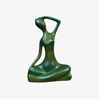 Wolf & Badger Green Woman At Yoga Sculpture Artchi
