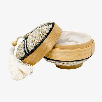 Wolf & Badger Neutrals Wish Granted Tassel Bowl - Natural & Black Poppy + Sage