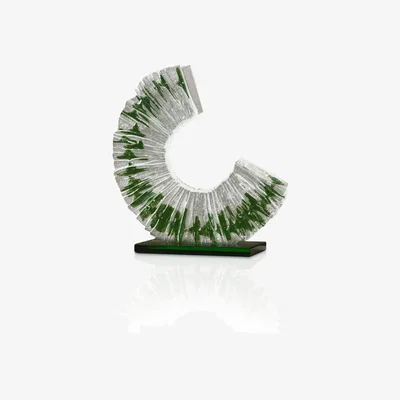 Wolf & Badger Green / White Glass Half-Moon Disc Decor – Modern Artistic Accent With Green Details | Anatoliacraft
