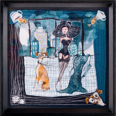 Wolf & Badger Sophia Loren And Her Lovely Dog Framed Silk | One Size | Un Poco