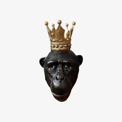 Wolf & Badger Black / Gold King Gorilla Design Sculpture Artchi