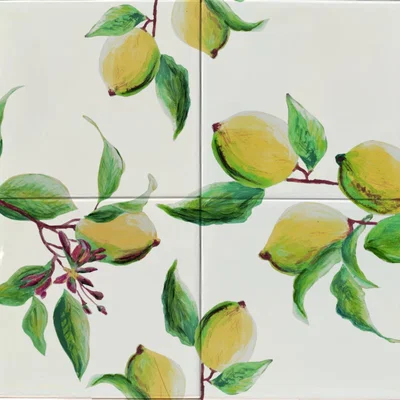 Wolf & Badger Yellow / Orange Tile Panel Amalfi Coast Lemons Catchii