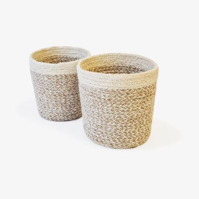 Wolf & Badger Neutrals Agora Plant Basket In White - Set Of 2 Korissa
