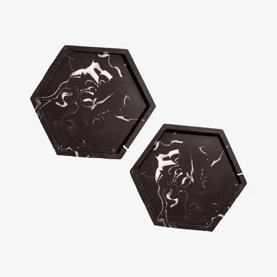 Wolf & Badger Black Panda Hex Trays - Pair One Size By Shax