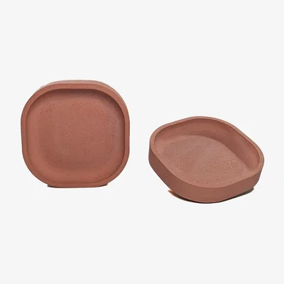Wolf & Badger Pink / Purple Two Square Sparkly Stone Trinket Trays - Cinnamon Rose One Size Ruby Melo