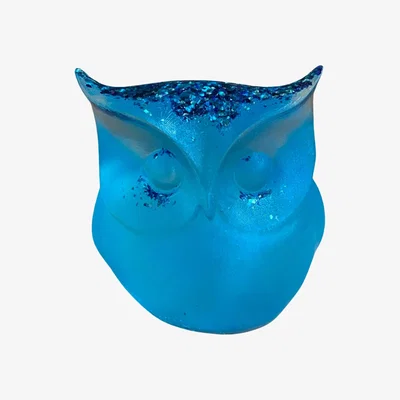 Wolf & Badger Sparkly Blue Owl By Shax
