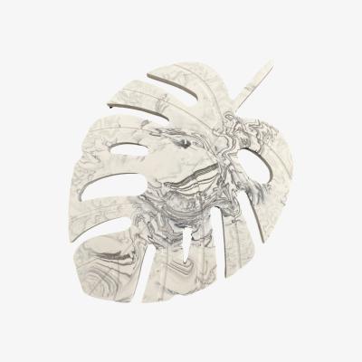 Wolf & Badger White Monstera Leaf Marbled Tray By Shax