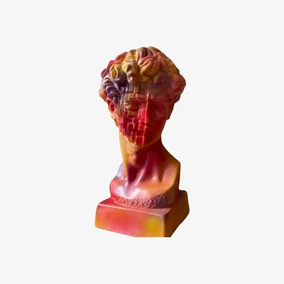 Wolf & Badger Pixelated David Sculpture | Artchi