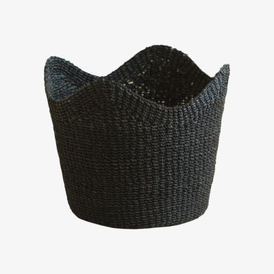 Wolf & Badger Black Scallop Basket - Handwoven Basket One Size Likhâ