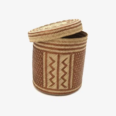 Wolf & Badger Brown Woven Natural Straw Copper Basket Washein