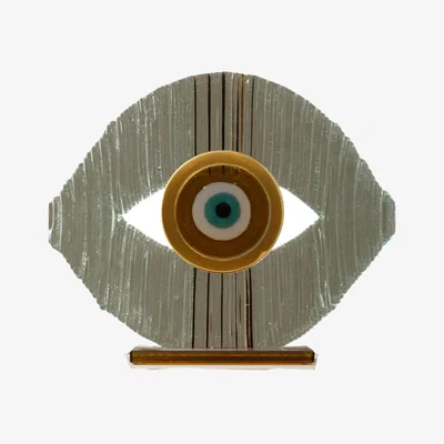 Wolf & Badger Brown Handcrafted Glass Evil Eye Decor – Multicolored Protective Ornament | Anatoliacraft