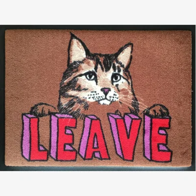 Wolf & Badger 'Leave Cat' Door Mat One Size Jimbob Art