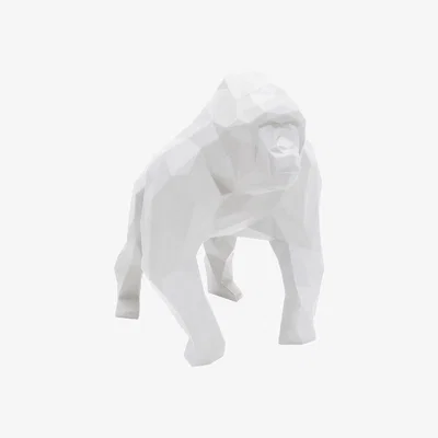Wolf & Badger Gorilla Geometric Sculpture Gus In White Marokka Design
