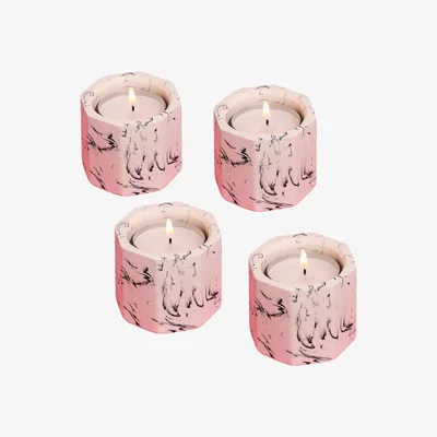 Wolf & Badger White Zebra Marbled Tealight Holder - Set Of Four One Size By Shax