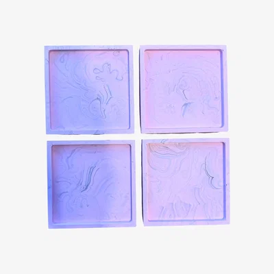 Wolf & Badger Pink / Purple Pink Marbled Tray - Pair | One Size | By Shax