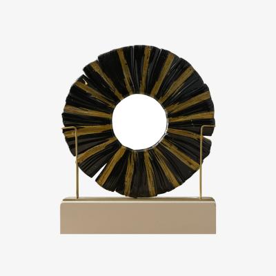 Wolf & Badger Black Glass Decorative Disc On Brass Stand - Large Statement Art Piece For Home | Anatoliacraft