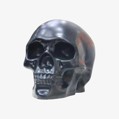 Wolf & Badger Black Dark Skull Sculpture | Artchi