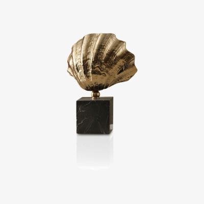 Wolf & Badger Gold Oyster Shell Decor With Black Marble Base | Anatoliacraft
