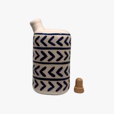 Wolf & Badger Blue / White Artisan Crafted Ceramic Awn Bottles And Vessels Black and Wild