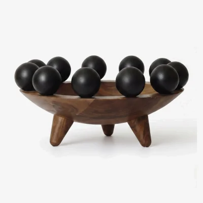 Wolf & Badger Ball Boy Bowl | Black & Walnut | One Size | House of Revelry