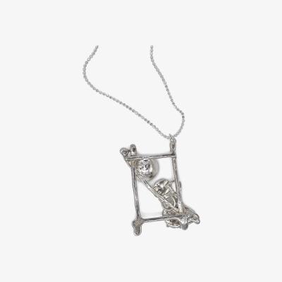 Wolf & Badger Women's White / Silver Sculpture Pendant Necklace - Sterling Silver, Opal, Moissanite | Gillian Trask