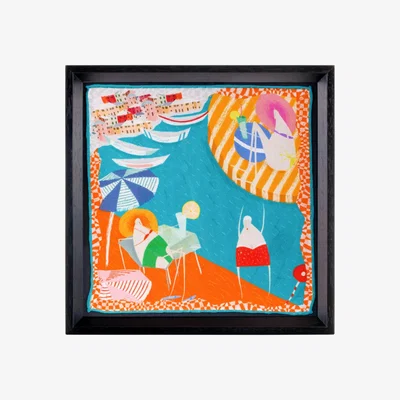 Wolf & Badger Framed Silk Art Amalfi Coast Black One Size Un Poco