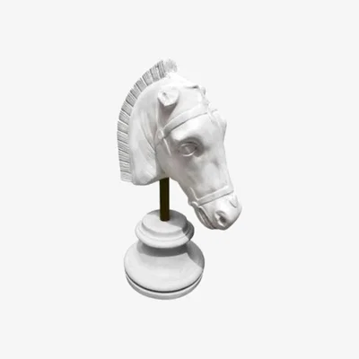 Wolf & Badger White Timeless Equestrian Elegance Sculpture | Artchi