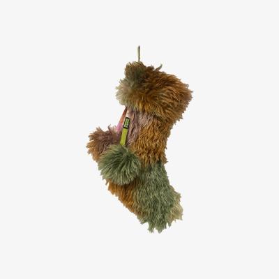 Wolf & Badger Green / Yellow / Orange Ventura Shagpile Christmas Stocking In Lilac Moss Weirdstock