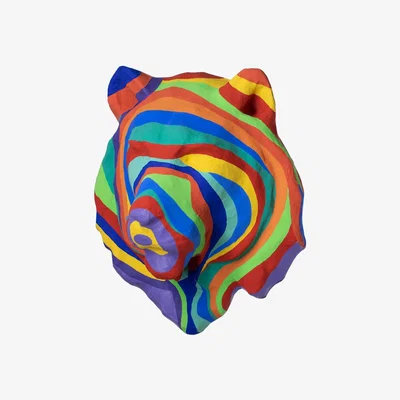 Wolf & Badger Rainbow Lion Head In Papier Mache Caribbean Craft