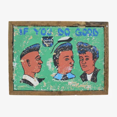 Wolf & Badger Green Vintage African Barber Sign -  One Three Eight One | One Size | Botanical Boys