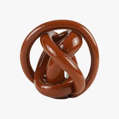 Wolf & Badger Hand Blown Glass Brown Knot Decorative Object, Handmade Unique Hand-Blown Figurines & Ornaments | One Size | Modeditions
