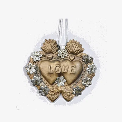 Wolf & Badger Silver / Gold Heart Milagro Double Hearts Love "Your Heart Next To Mine" | Lila Rasa