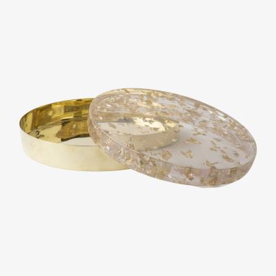 Wolf & Badger Dorado Gold Leaf, Resin & Brass Large Box . Bruci Editora De Diseño