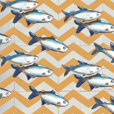Wolf & Badger White / Yellow / Orange Backsplash Tiles Sardine Zigzag Catchii